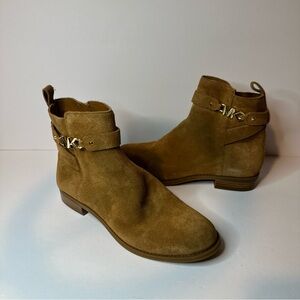 Michael Kors Farrah Flat Bootie suede color Carob size 7.5